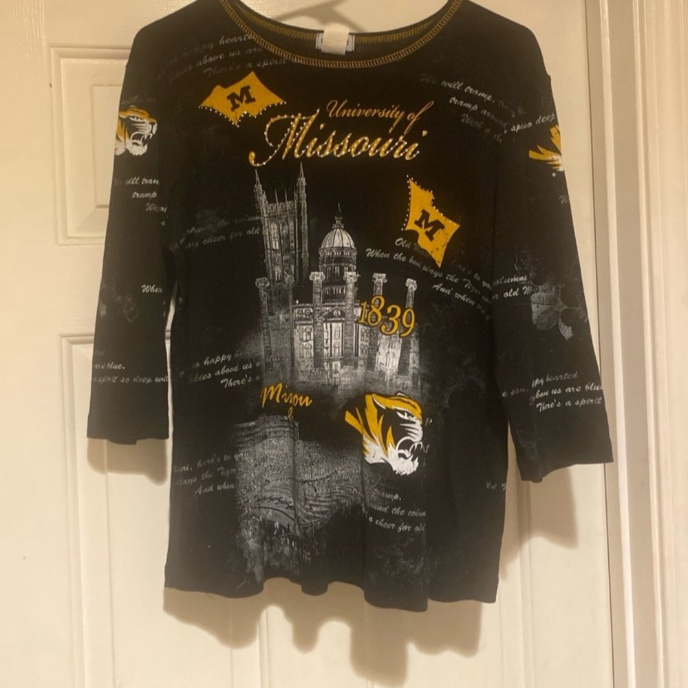 Missouri Tigers Shirt P. Michael Collegiate Apparel 3/4 Sleeve Women Size Medium